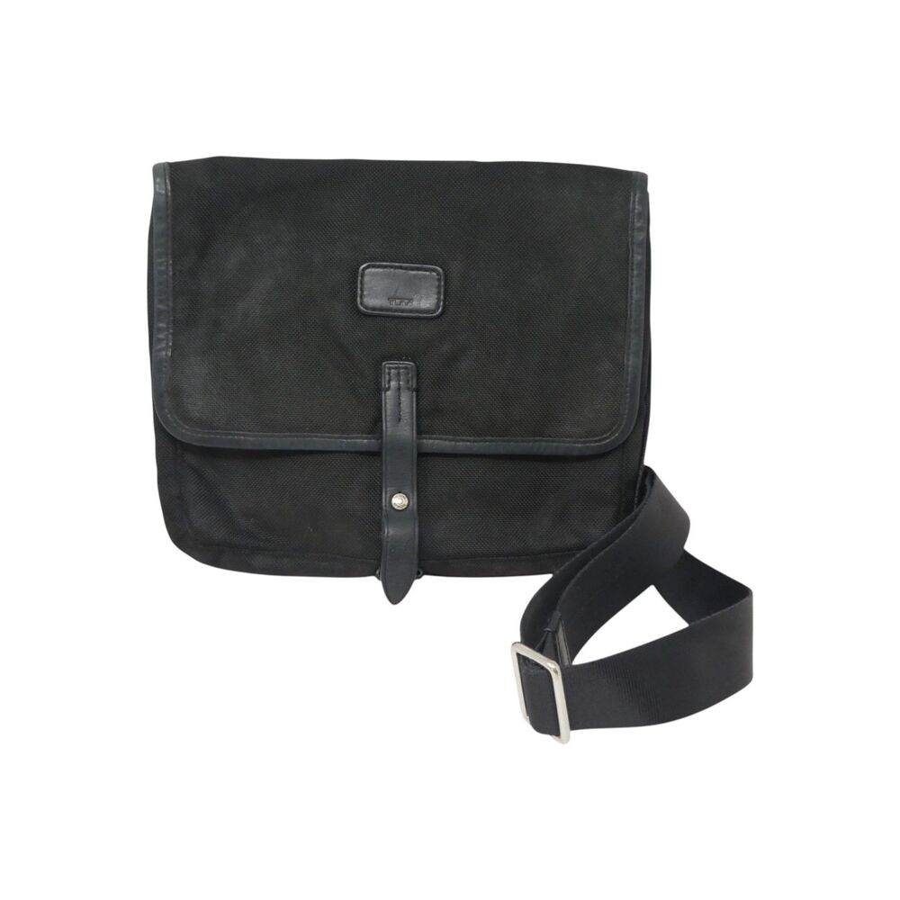 Tumi Signature Black Canvas‎ Leather Crossbody Messenger Bag